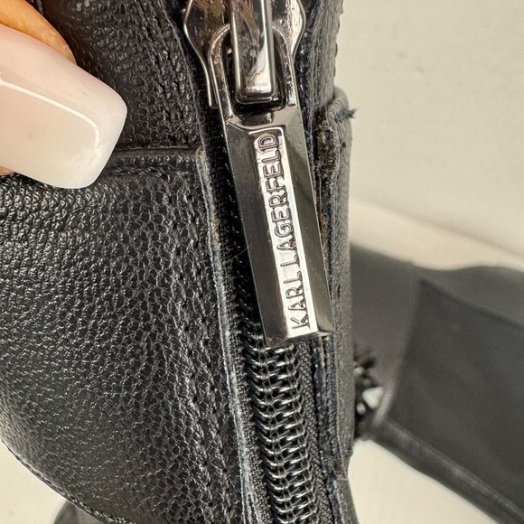 Karl Lagerfeld Women's US 7.5Blayze Black Mesh Ankle Pumps Peep Toes Shoes - Picture 9 of 12